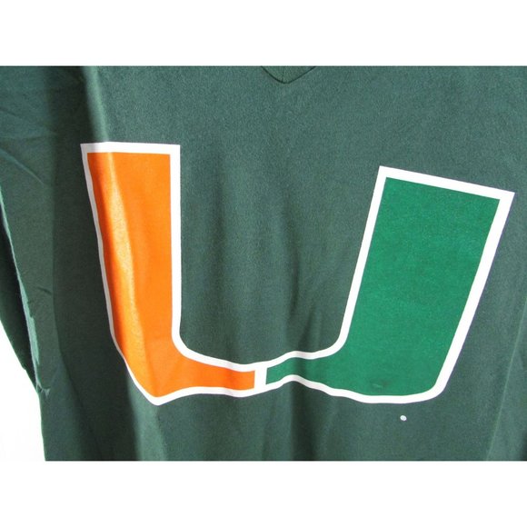 Miami Hurricanes Fanatics Branded Women's Size M Team Logo V-Neck T-Shirt-Green - Picture 2 of 8